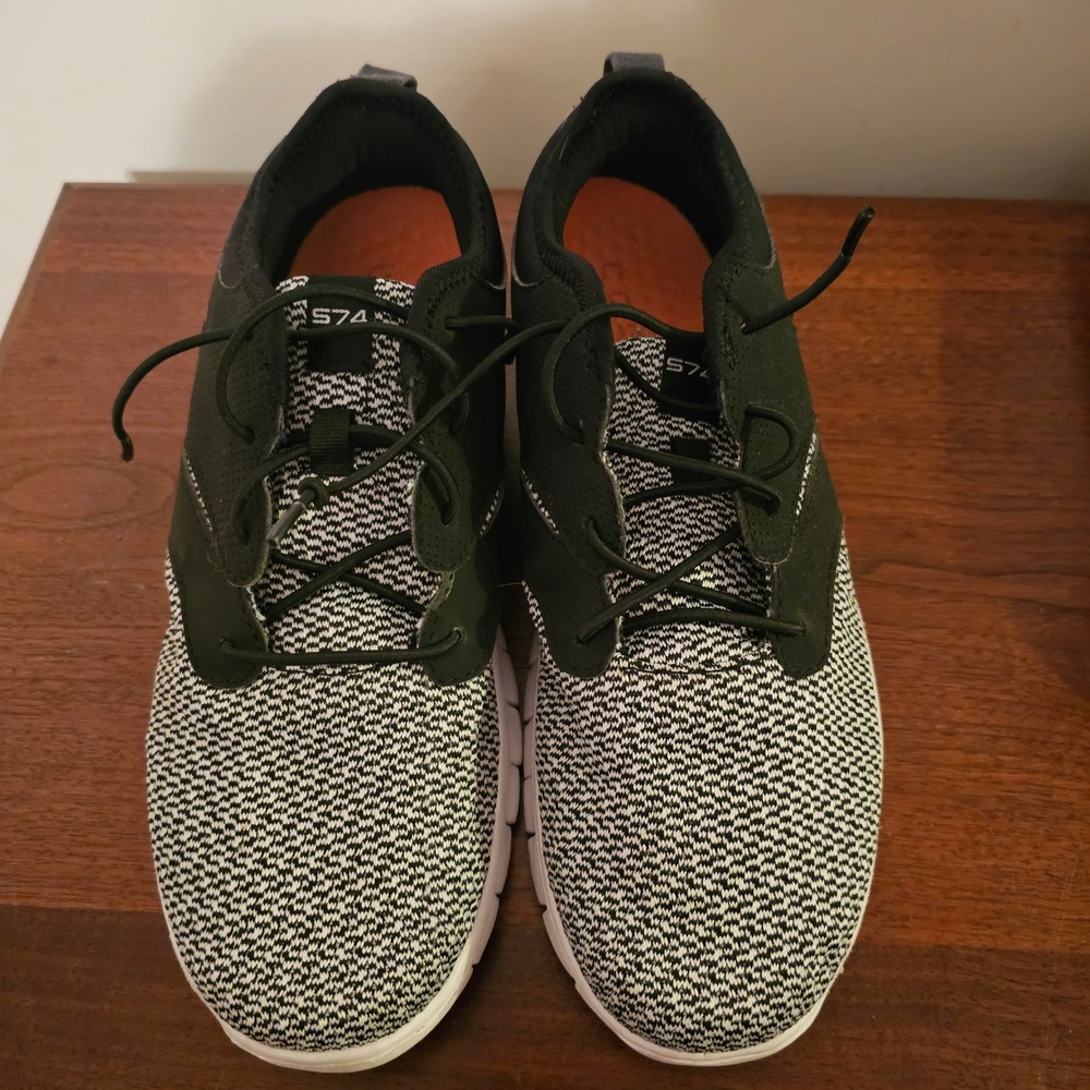 TSI X574 Mens 8.5 Womens 9.5 Running Shoes Black White Knit Athletic TF-X574